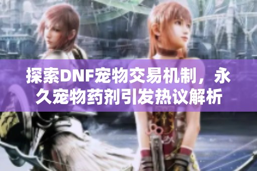 探索DNF寵物交易機(jī)制，永久寵物藥劑引發(fā)熱議解析
