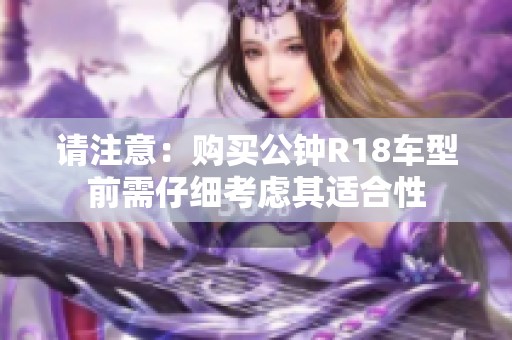 請(qǐng)注意：購(gòu)買公鐘R18車型前需仔細(xì)考慮其適合性