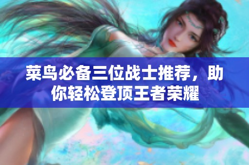 菜鳥必備三位戰(zhàn)士推薦，助你輕松登頂王者榮耀