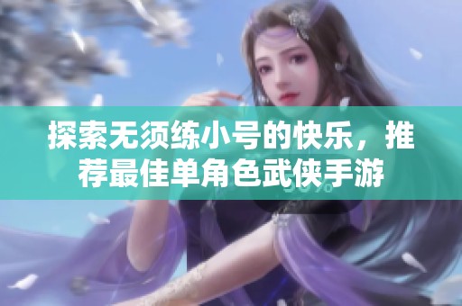 探索無須練小號的快樂，推薦最佳單角色武俠手游